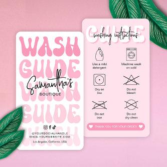 Retro Pink Washing Instructions Laundry Care Guide