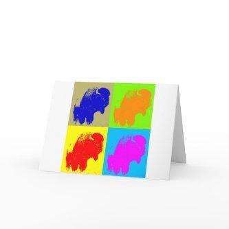 Retro Pop Art Bison Buffalo Artwork Holiday Card
