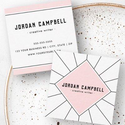 Retro radial geometric pink white minimal square