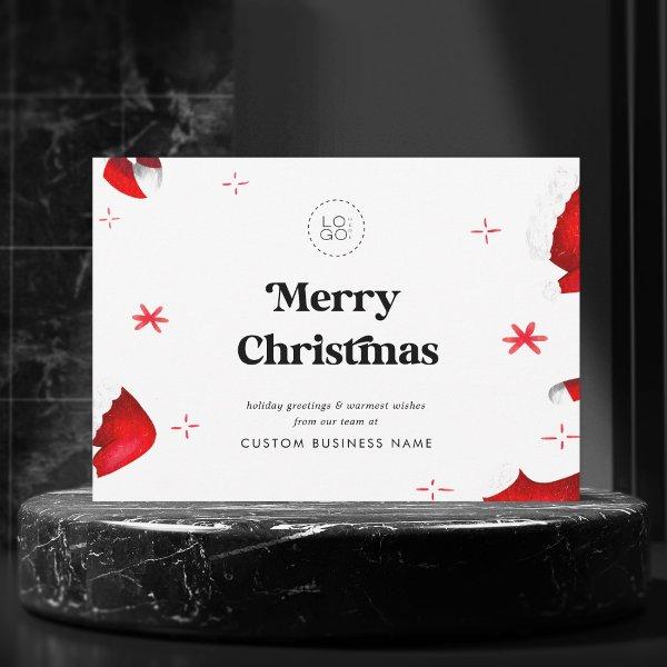 Retro Red Custom Business Company Logo Christmas Holiday Card