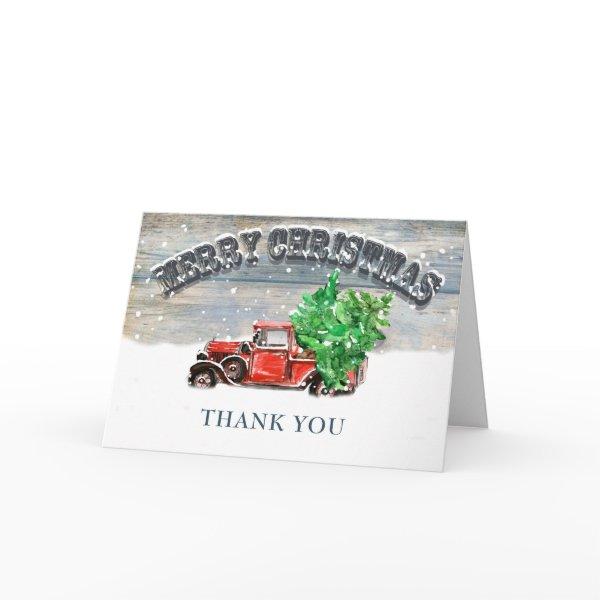 Retro Red Farm Truck Christmas Corporate Holiday  Thank You Card