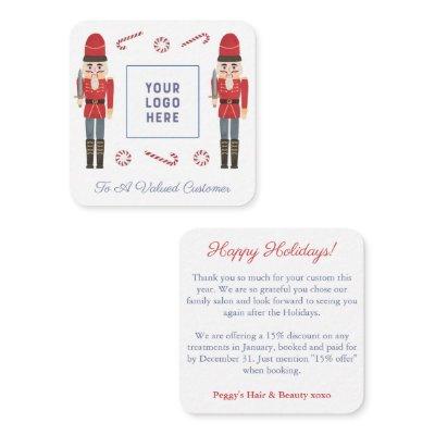 Retro Red Nutcracker Business Logo Happy Holidays  Note Card