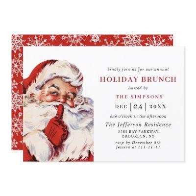 Retro Santa Claus Christmas HOLIDAY BRUNCH Invitation