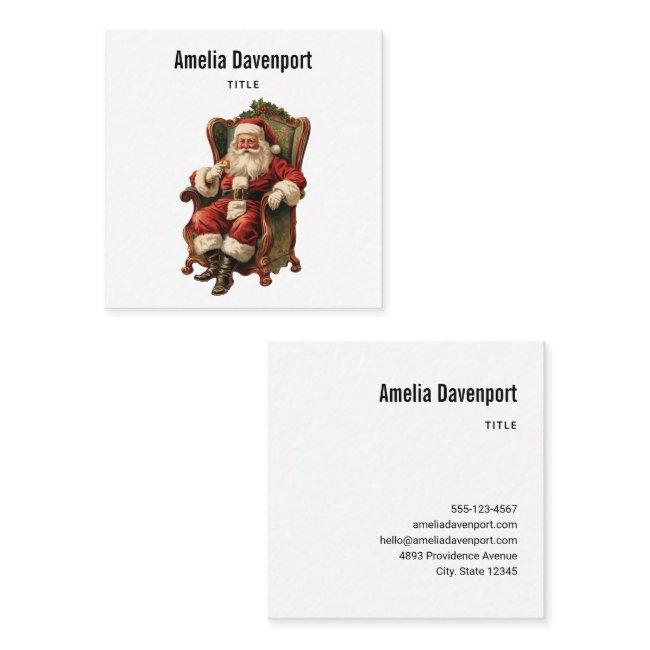 Retro Santa Claus Sitting in a Chair Christmas Square