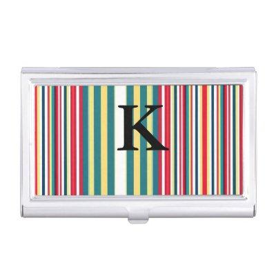 Retro stripes colorful add monogram initial letter  case