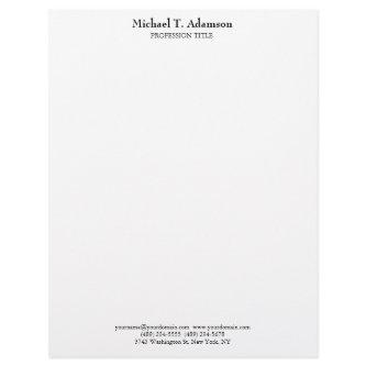 Retro Style Elegant Plain Simple White Letterhead