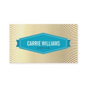 RETRO SUNBURST PATTERN turquoise badge logo gold