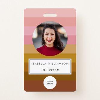 Retro Sunset Stripe Design Photo and Custom Info Badge