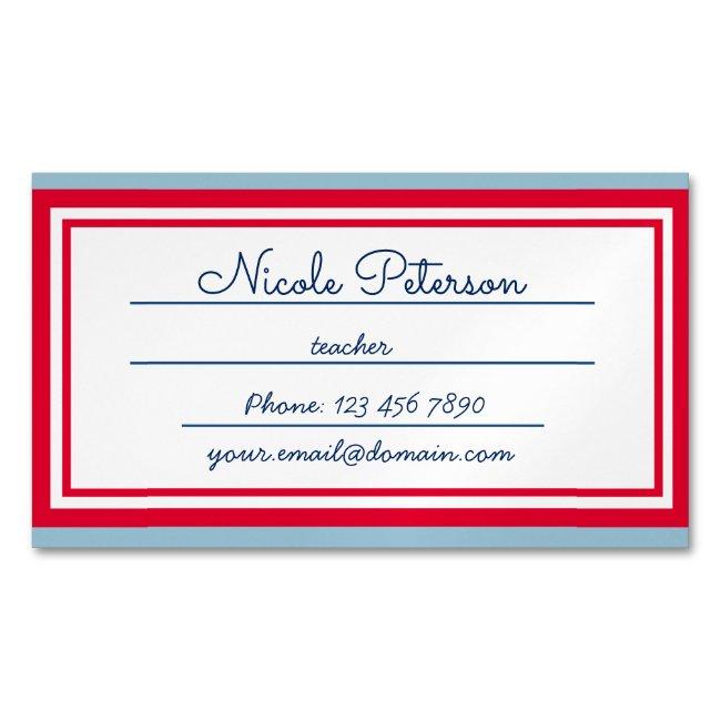 Retro Teacher Magnetic Card