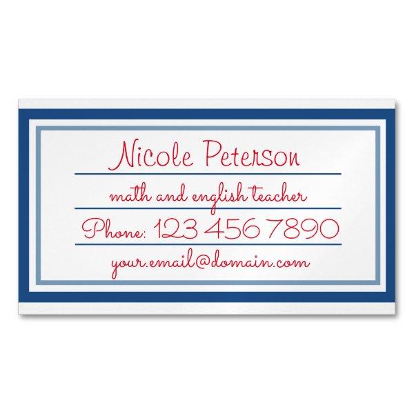 Retro Teacher Magnetic Card
