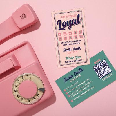 Retro "Totally Loyal" Typography Cool Color Scheme Loyalty Card