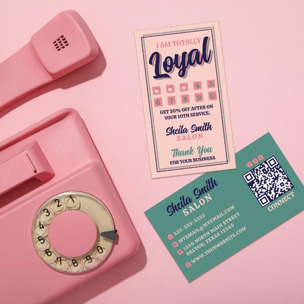 Retro "Totally Loyal" Typography Cool Color Scheme Loyalty Card