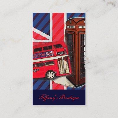 Retro Union Jack London Bus red telephone booth