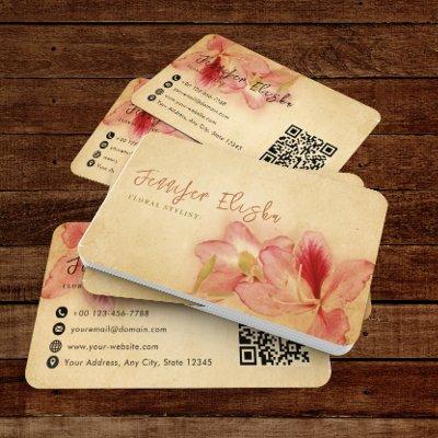 Retro Vintage Antique Floral Parchment QR Code