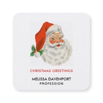 Retro Vintage Jolly Santa Claus Christmas Square