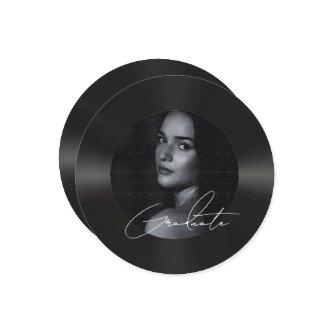 Retro vinyl record photo graduation  announcement