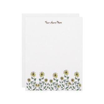 Retro Wildflower Doodle Personalized Original Art Letterhead