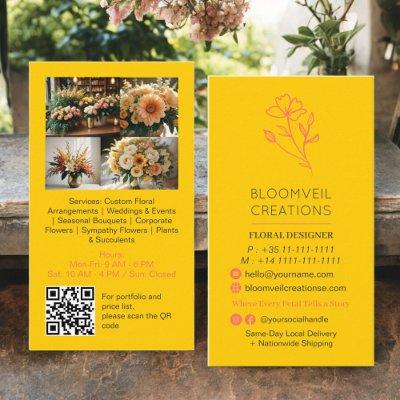 Retro yellow minimalist florist photos qr code