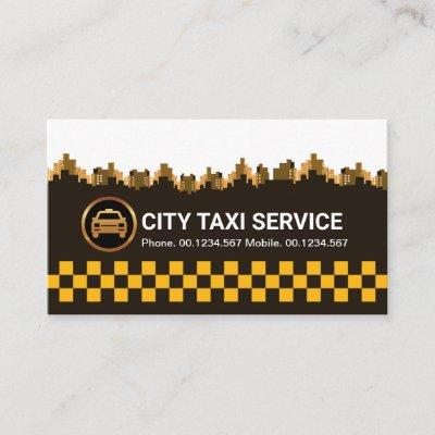 Retro Yellow Taxi Check City Silhouette Cab Driver