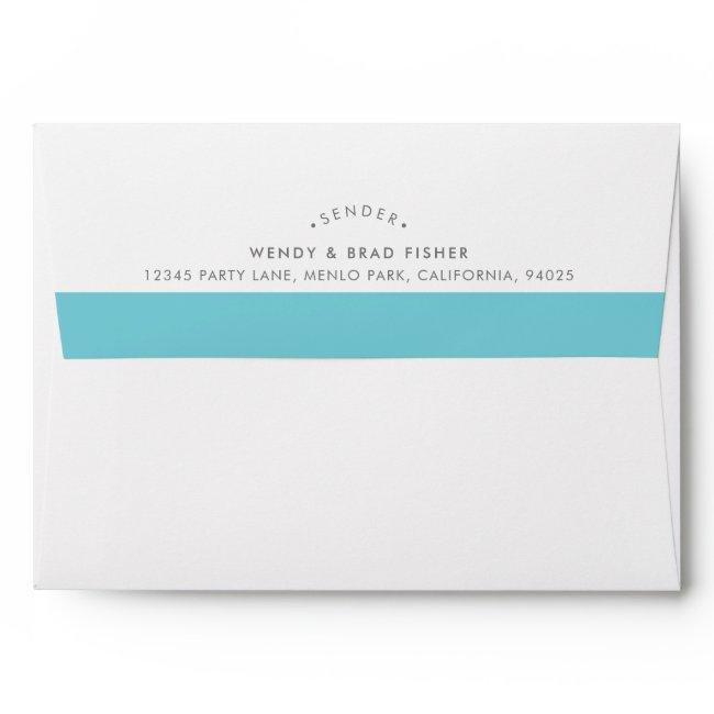 RETURN ADDRESS modern aqua turquoise blue band Envelope