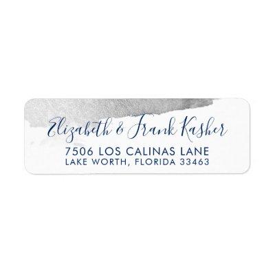 RETURN ADDRESS modern luxe gilded silver navy blue Label