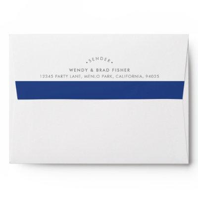 RETURN ADDRESS modern plain bright royal blue band Envelope