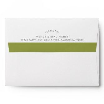 RETURN ADDRESS modern plain olive green band Envelope
