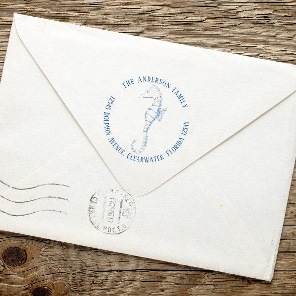 Return Address Nautical Ocean Simple Seahorse  Self-inking Stamp