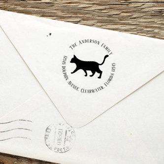 Return Address Simple Black Cat Pet Minimalist Self-inking Stamp