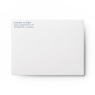Return Address Simple Navy Blue Left Aligned Envelope