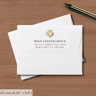 Return Address with Gold Logo Note Card Envelope