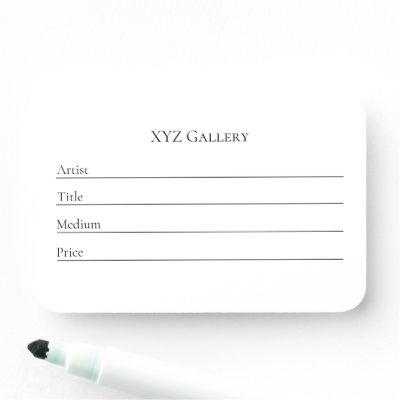 Reusable Art Gallery Exhibition Label Template Name Tag