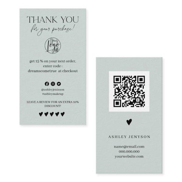 Review Simple sage green order thank you