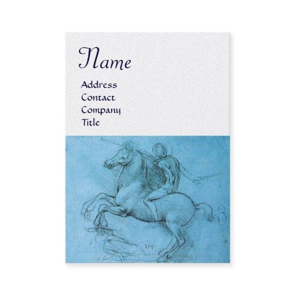 Rider on a Rearing Horse Monogram,blue,white pearl