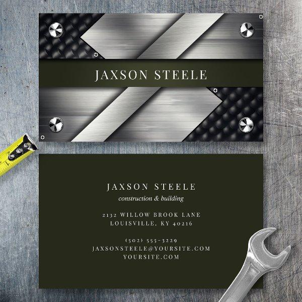 Riveted Brushed Metal and Olive Green