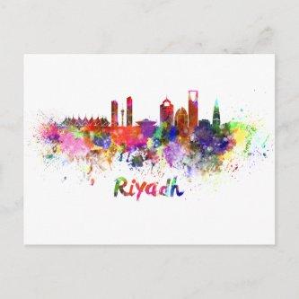 Riyadh skyline in watercolor postcard