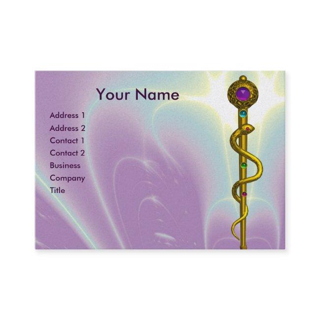 ROD ASCLEPIUS Gold Medical Healing Symbol Purple