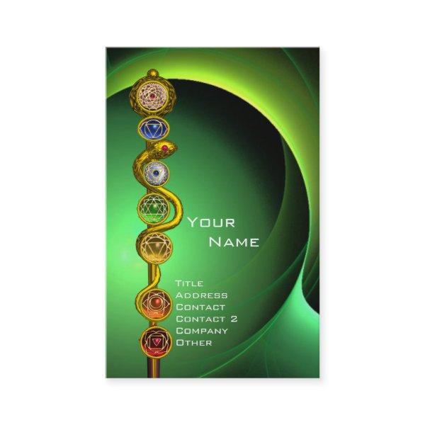 ROD OF ASCLEPIUS,7 CHAKRAS YOGA LOTUS POSE Green