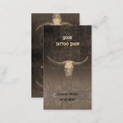 Rodeo Rustic Brown Texture Tattoo Shop Bull Skull