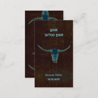 Rodeo Rustic Dark Brown Tattoo Shop Bull Skull