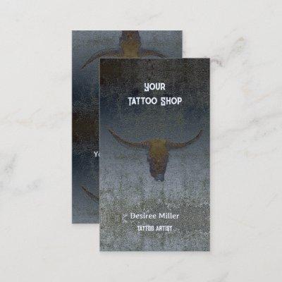 Rodeo Rustic Grey Texture Tattoo Shop Bull Skull