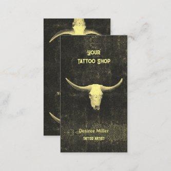Rodeo Rustic Vintage Sepia Tattoo Shop Bull Skull