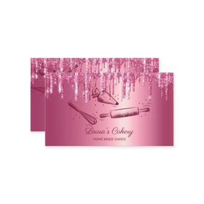 rolling pin & whisk cupcake Bakery Dripping Pink