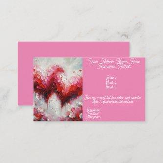 Romance Book Author Two Abstract Hearts Pink Red