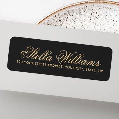 Romantic dark gray calligraphy script address label