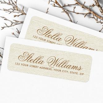 Romantic ivory linen calligraphy script address label