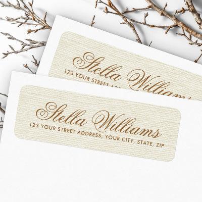 Romantic ivory linen calligraphy script address label