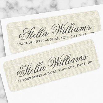 Romantic ivory linen calligraphy script address label