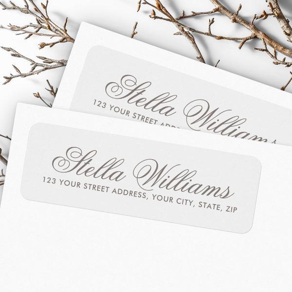 Romantic light gray calligraphy script label