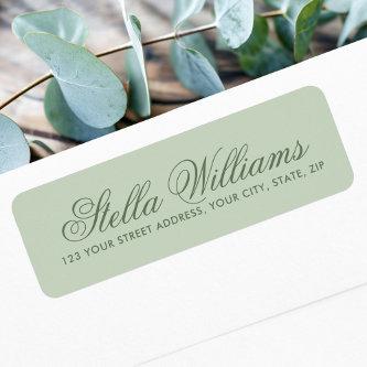 Romantic light sage green calligraphy script label